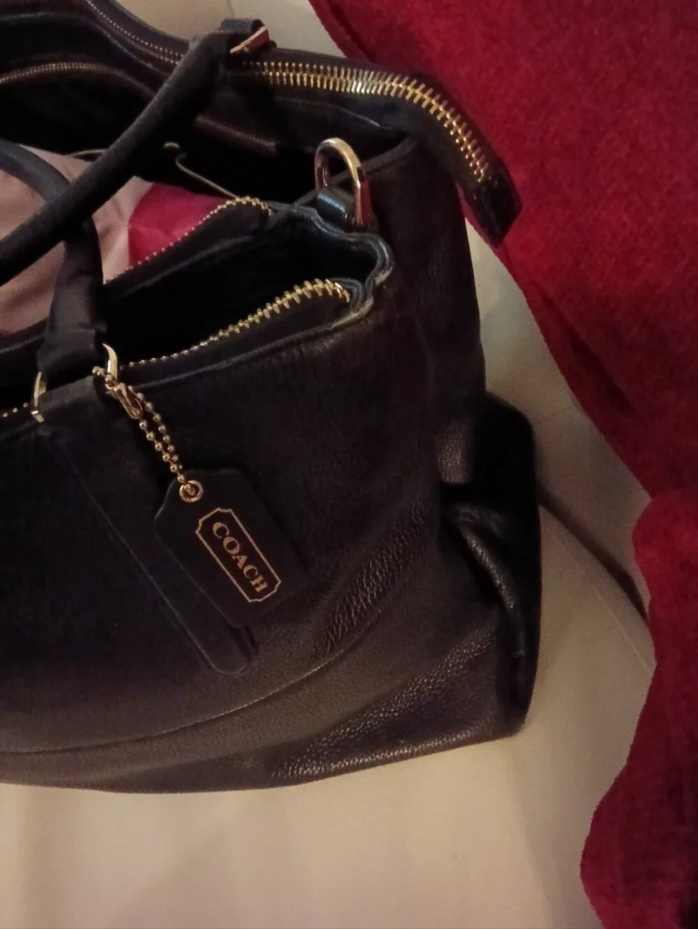 Coach Borough Black LARGE Leather Tote/Satchel CREED- M1369-28129 Hangtag Incl.